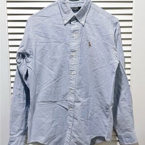 Ralph Lauren Blue and White Casual Button Down Shirt